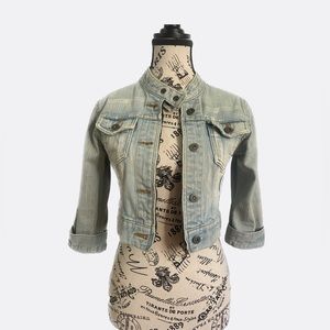 Vintage Cropped 3/4 Sleeve Denim Jacket 🩵